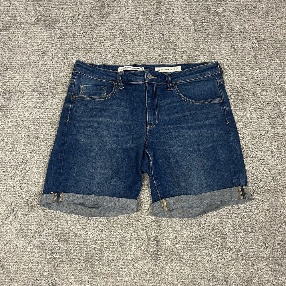Pilcro Letterpress Shorts Womens 30 Roll Up Denim Jean Stretch Anthro Bermuda